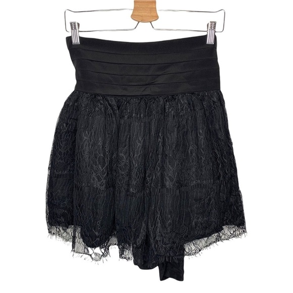 Anthropologie Dresses & Skirts - Anthropologie Boho Silk Lined Black Tiered Lace Skirt Size 2